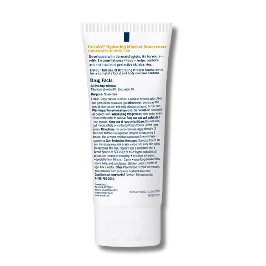 CeraVe Hydrating Mineral Sunscreen SPF 50 Face Lotion
