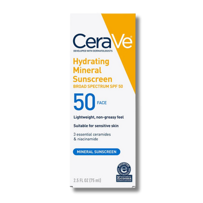 CeraVe Hydrating Mineral Sunscreen SPF 50 Face Lotion